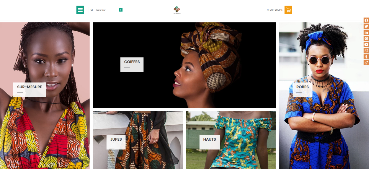 Autre exemple de realisation de boutique en ligne H&A Creastyl avec le theme de site Augo, presentant un bel affichage du second bloc de diaporamas en page d'accueil 