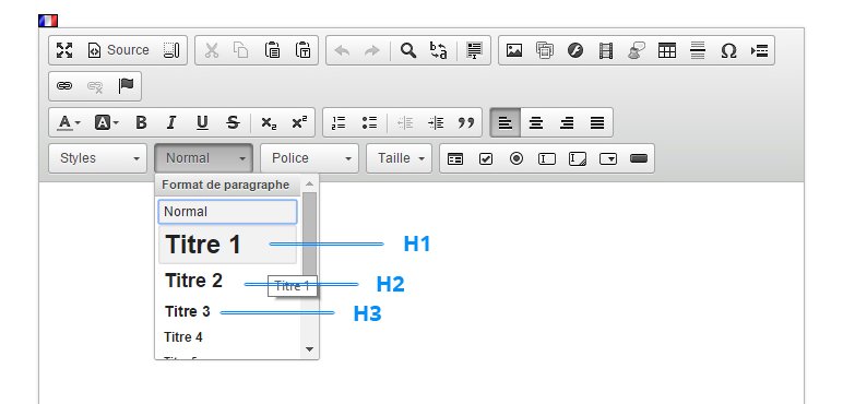 Referencement naturel : Editeur de texte Shop Application pour inserer facilement ses balises de titres h1, h2, h3