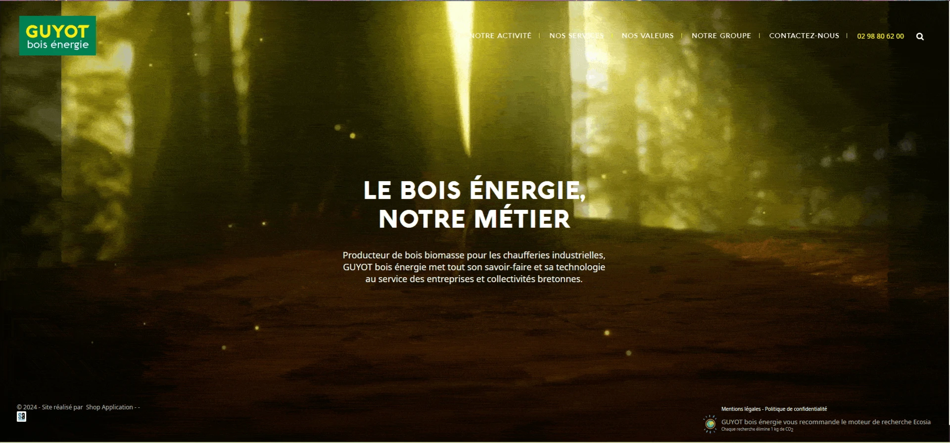 Exemple de diaporama avec une vidéo en page d'accueil du site vitrine Guyot Bois Energie