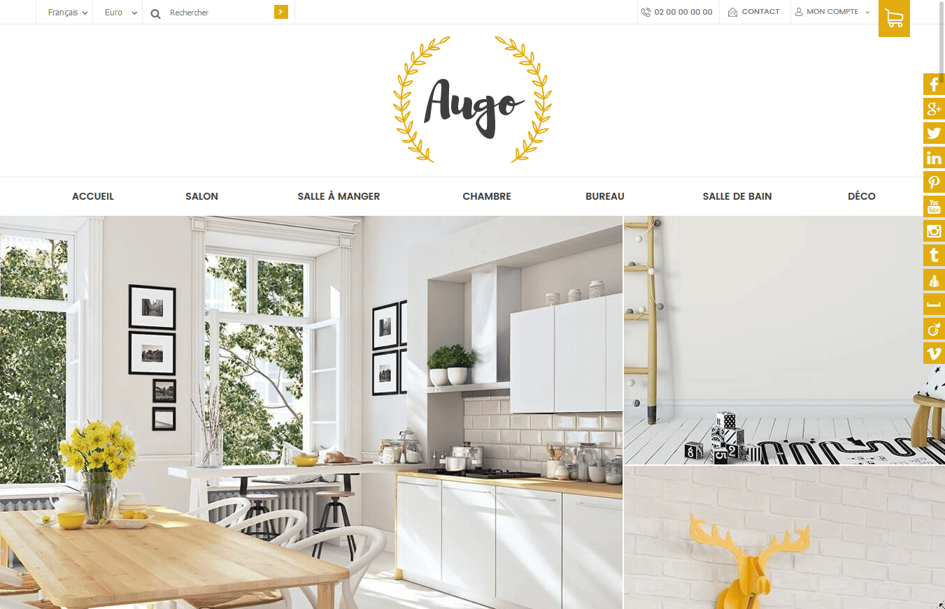 Theme de site Augo pour creer une boutique en ligne avec Shop Application