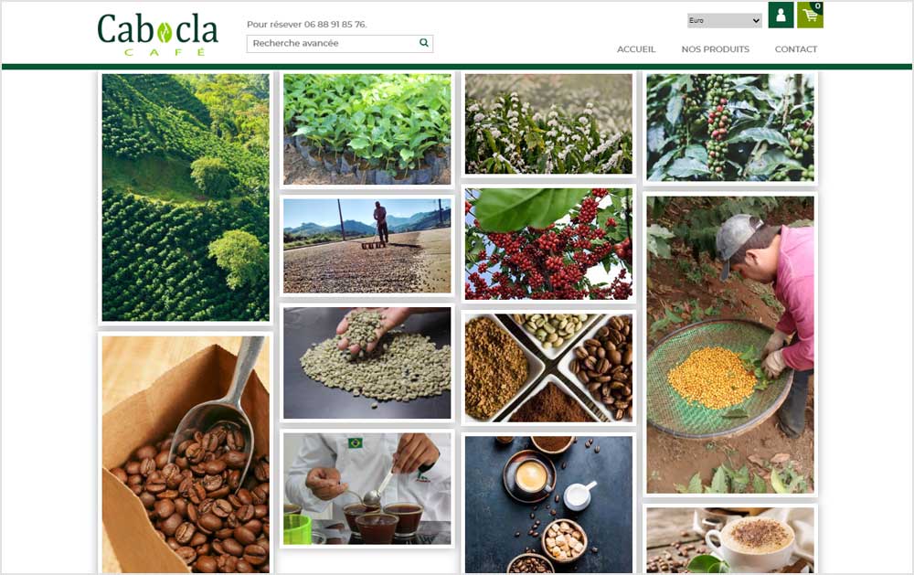 Cabocla Café - Galerie de photos facile à créer pour la réalisation de site e-commerce avec la solution Shop Application