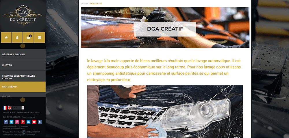 DGA Créatif - Page d'informations - Mise en page pour la creation de boutique en ligne avec le theme Waro