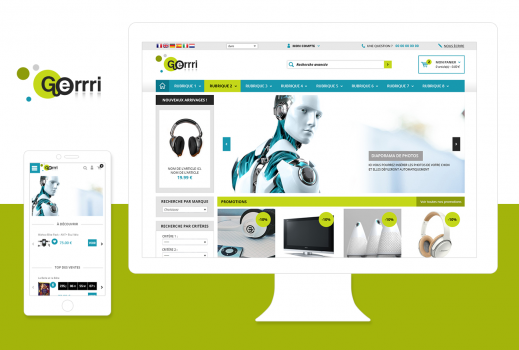 Graphisme de site web GERRRI pour créer un site internet marchand avec Shop Application